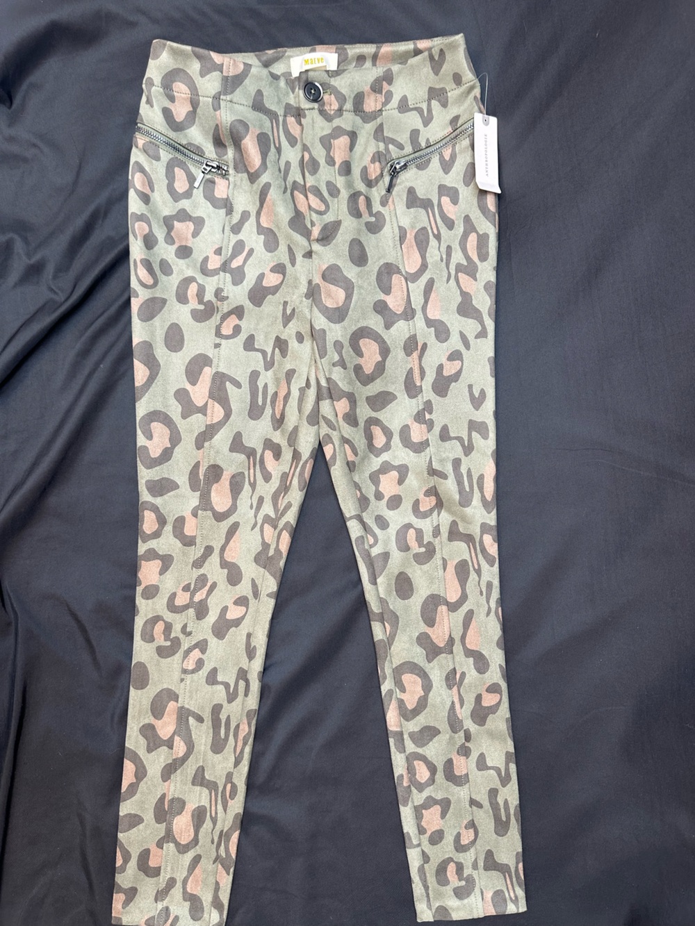 Maeve Olive Green Leopard Print Straight Leg Pants 0 NWTS